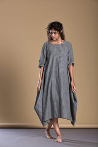 Mati Dresses Grey Pinstripe New Vari Aakaar