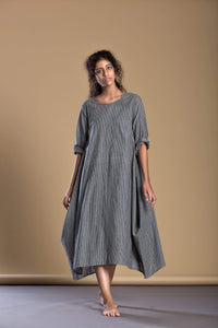 Mati Dresses Grey Pinstripe New Vari Aakaar