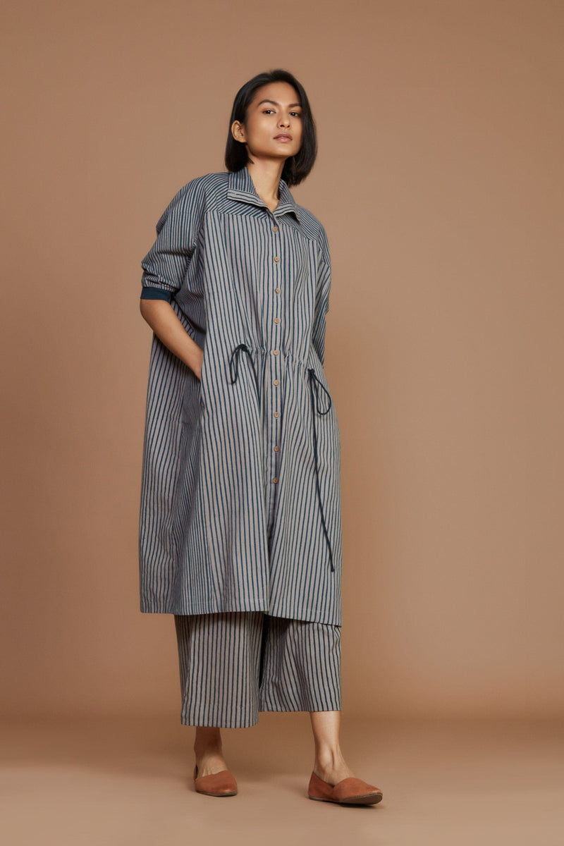 Mati Dresses Grey With Charcoal Striped Kaftan Dress