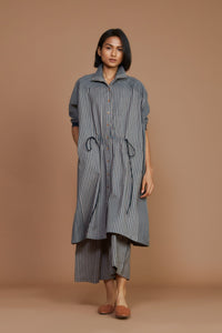 Mati Dresses Grey With Charcoal Striped Kaftan Dress