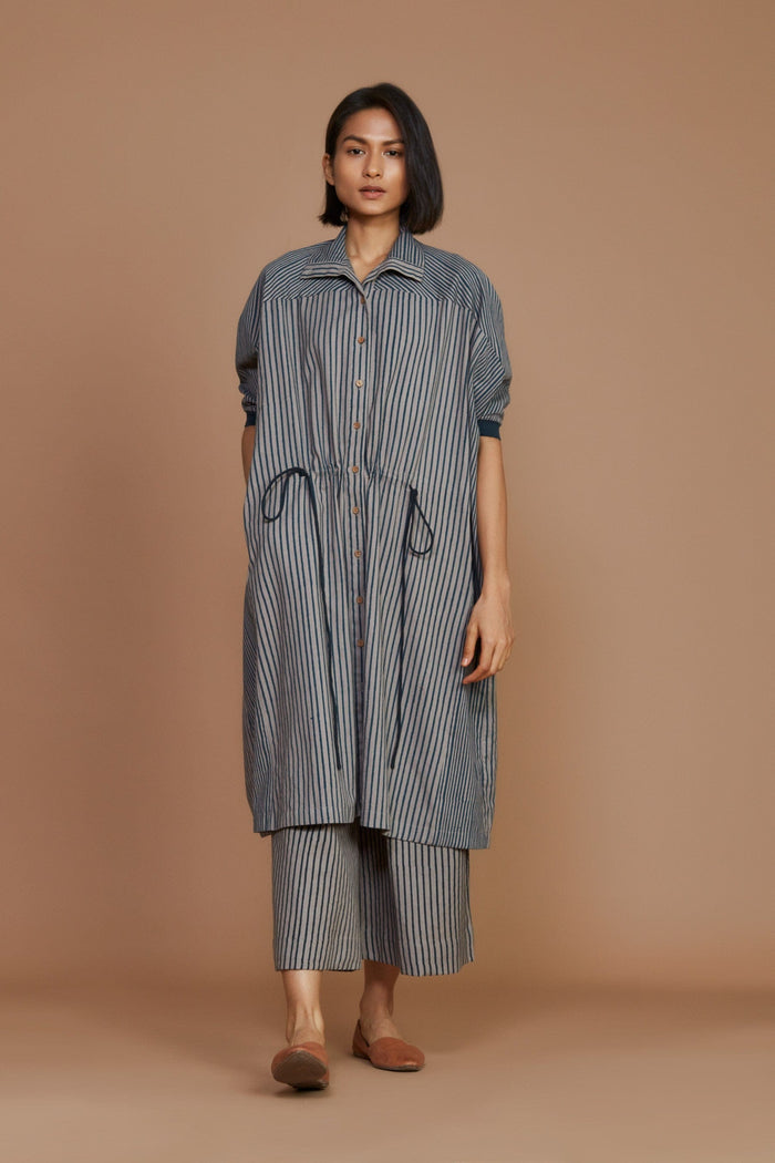 Mati Dresses Grey With Charcoal Striped Kaftan Dress