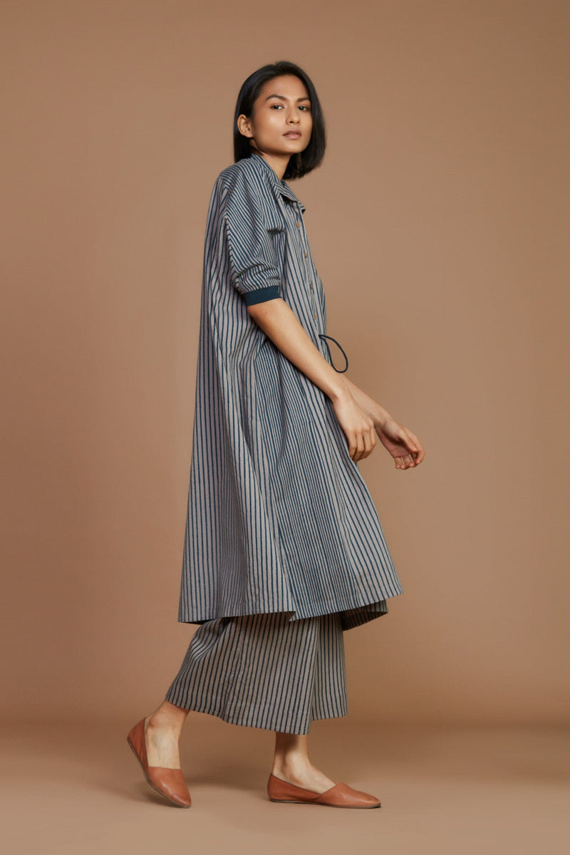 Mati Dresses Grey With Charcoal Striped Kaftan Dress