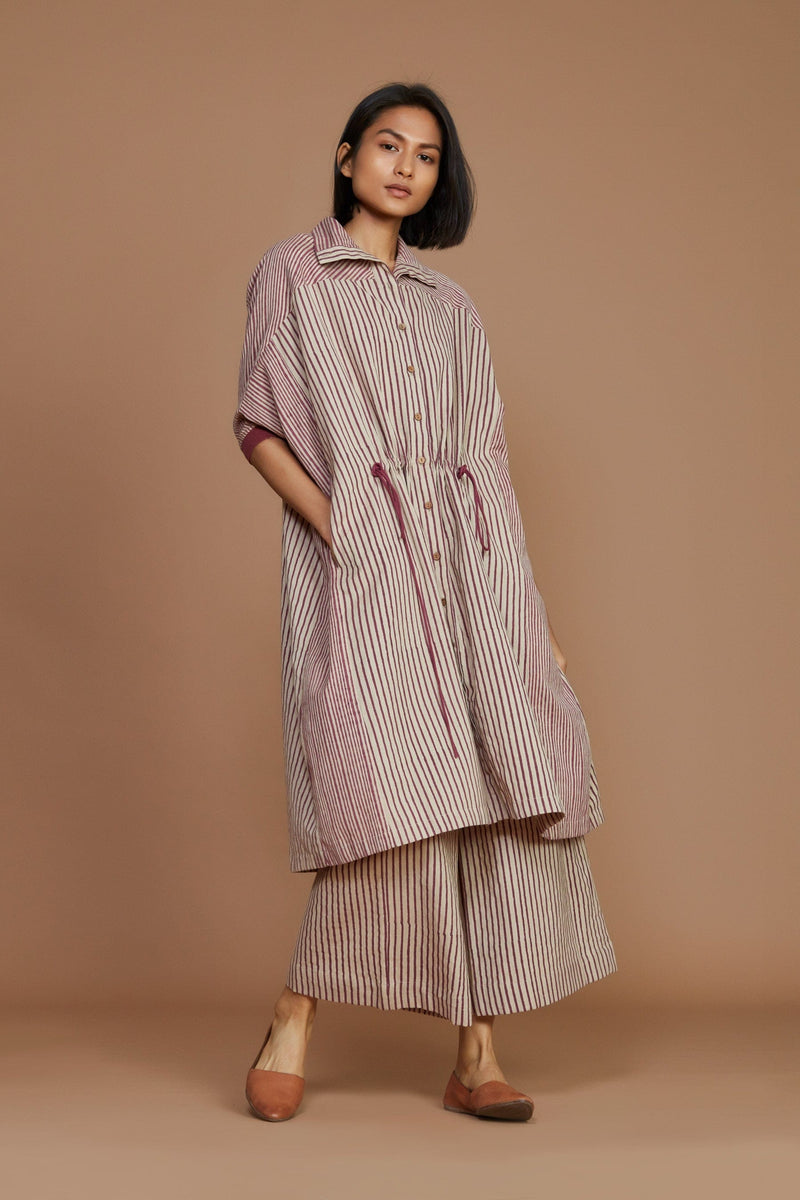 Mati Dresses Ivory With Mauve Striped Kaftan Dress