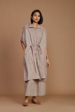 Mati Dresses Ivory With Mauve Striped Kaftan Dress