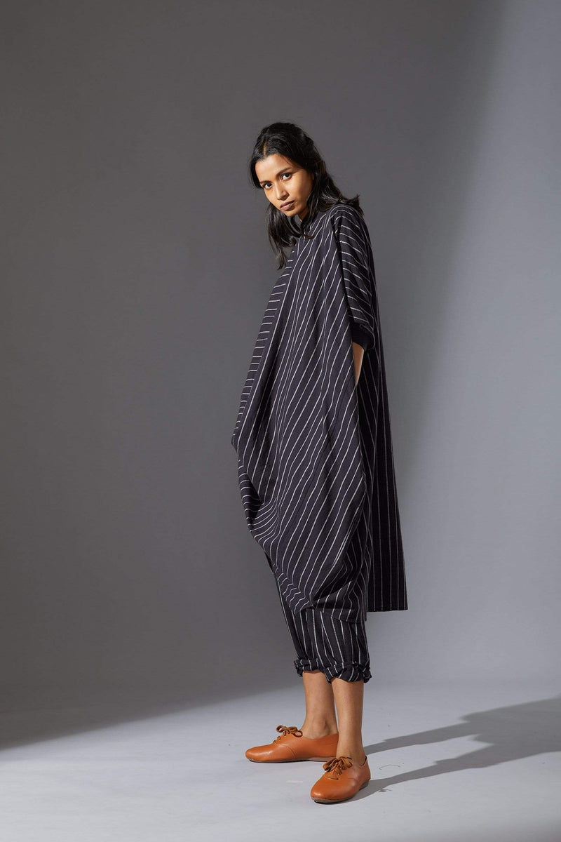 Mati Dresses Mati Black Cowl Tunic With Ribbed Collar