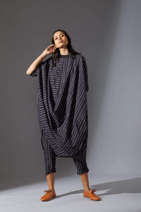 Mati Dresses Mati Black Cowl Tunic With Ribbed Collar