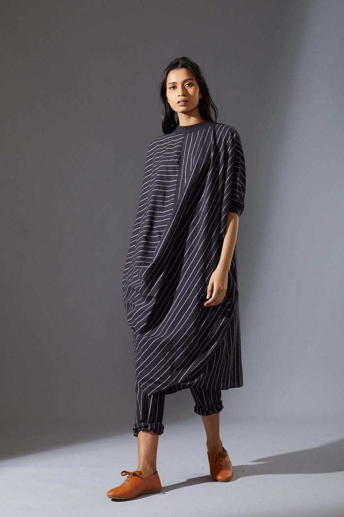 Mati Dresses Mati Black Cowl Tunic With Ribbed Collar