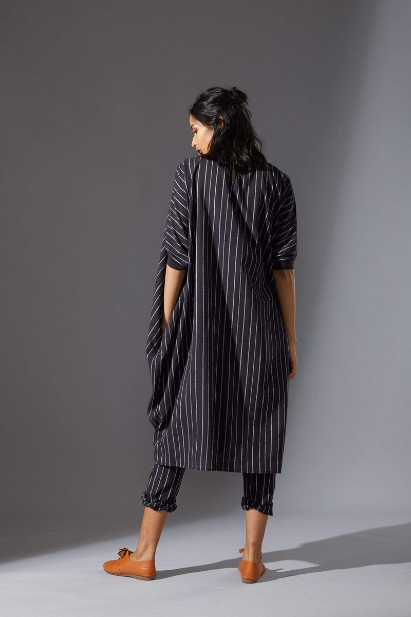 Mati Dresses Mati Black Cowl Tunic With Ribbed Collar