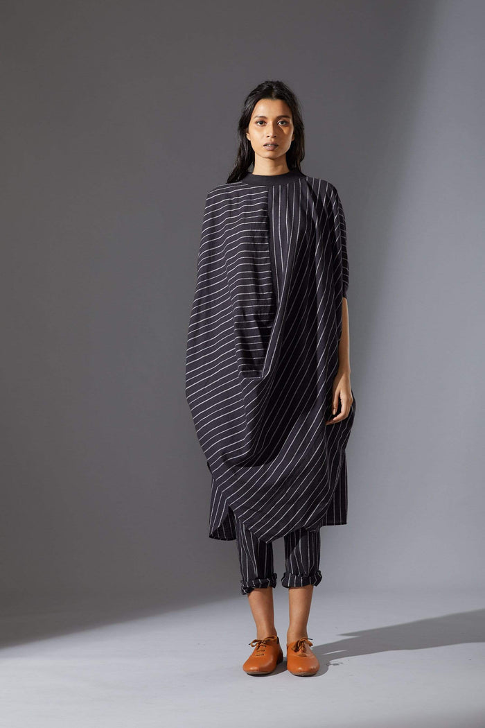 Mati Dresses Mati Black Cowl Tunic With Ribbed Collar