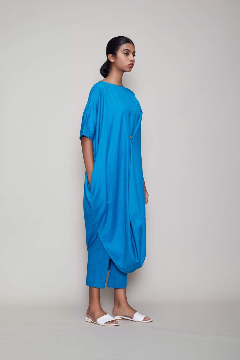 Mati Dresses Mati Cowl Button Tunic - Blue