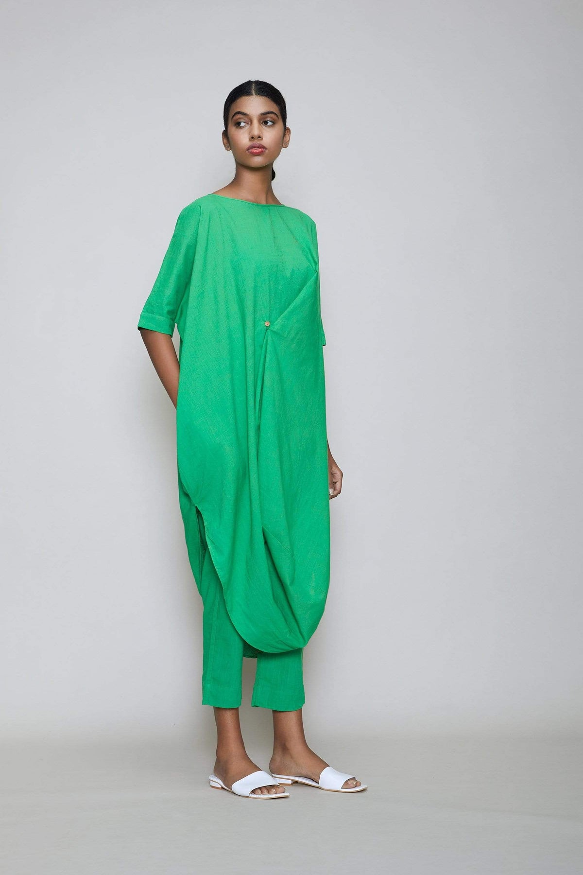 Mati Dresses Mati Cowl Button Tunic - Green