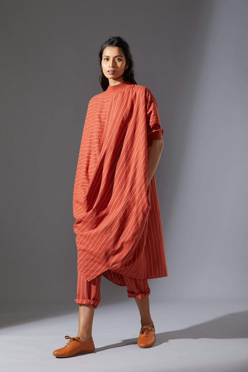 Mati Dresses Mati Rust Cowl Tunic With Ribbed Collar