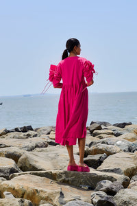 Mati Dresses Pink Ruffle Sleeve Dress (Ready to Ship)