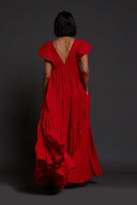 Mati Dresses Red Tiered Gown