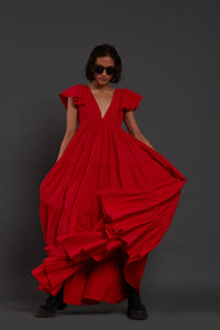 Mati Dresses Red Tiered Gown