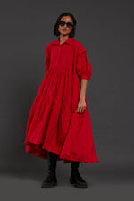 Mati Dresses Red Tiered Shirt Dress