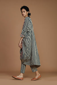 Mati Dresses Ribbed Cowl Tunic Striped Ivory Dress