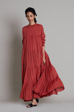 Mati Dresses Rust Ribbed Vena Dress