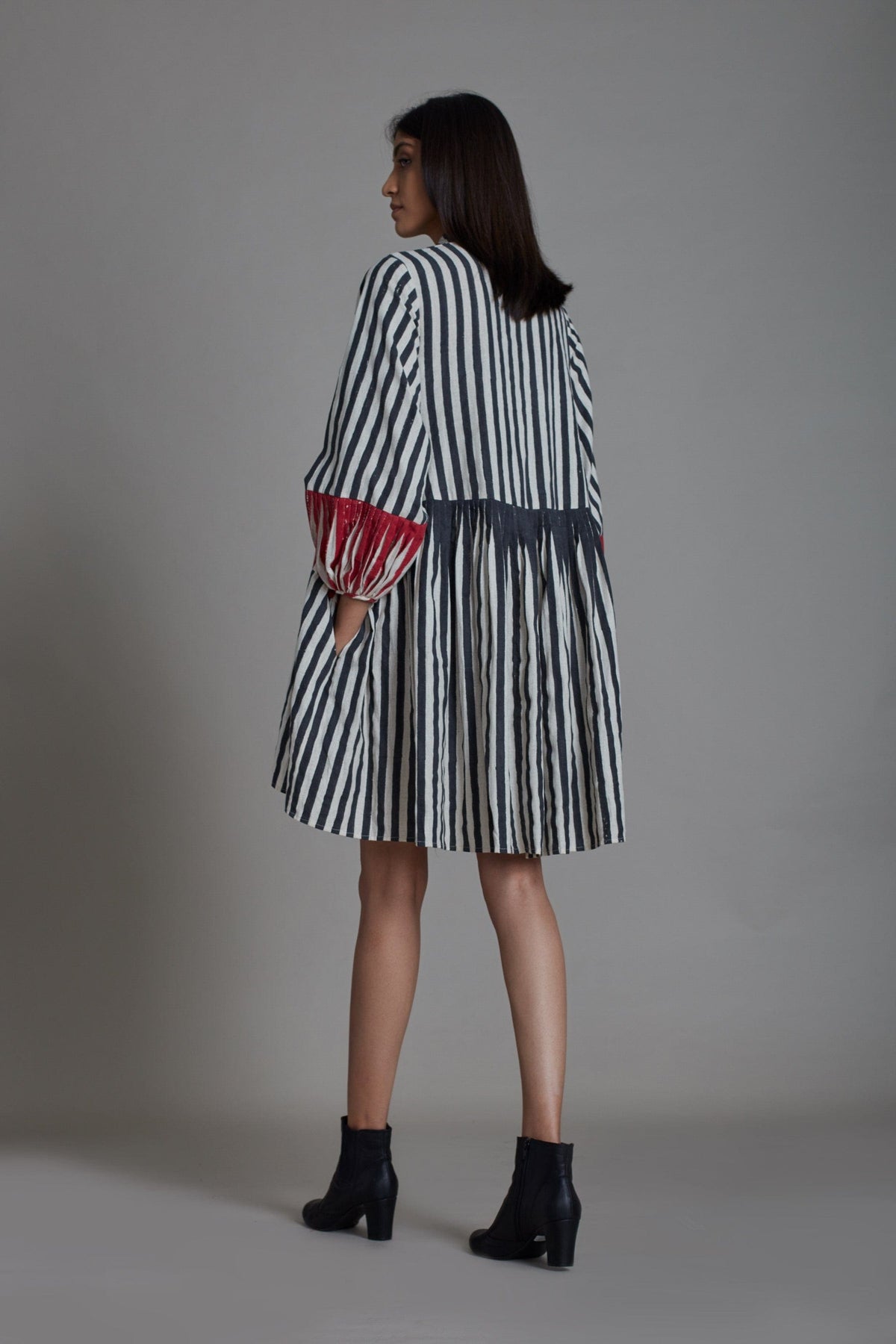 Mati Dresses Uno Stripe Dress - Black with Red