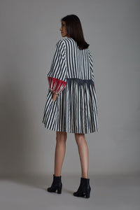 Mati Dresses Uno Stripe Dress - Black with Red