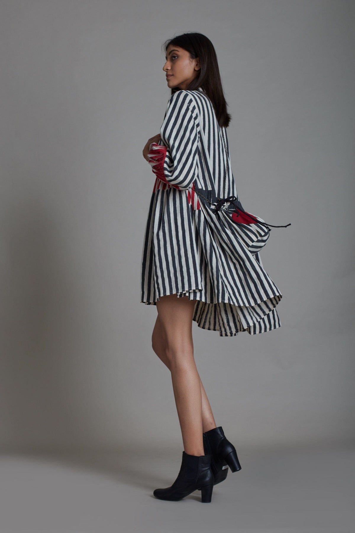 Mati Dresses Uno Stripe Dress - Black with Red