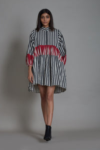 Mati Dresses Uno Stripe Dress - Black with Red