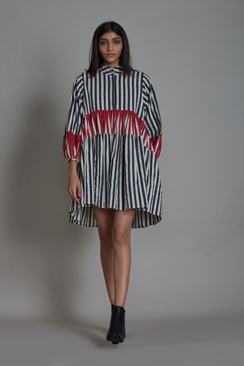 Mati Dresses Uno Stripe Dress - Black with Red