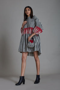 Mati Dresses Uno Stripe Dress - Black with Red