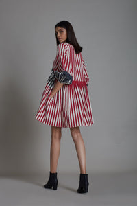 Mati Dresses Uno Stripe Dress - Red with Black