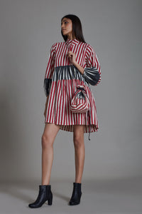 Mati Dresses Uno Stripe Dress - Red with Black