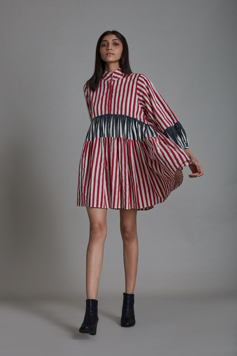 Mati Dresses Uno Stripe Dress - Red with Black