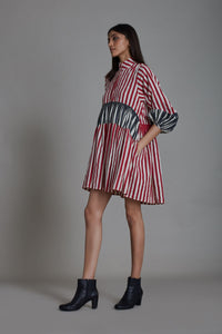 Mati Dresses Uno Stripe Dress - Red with Black