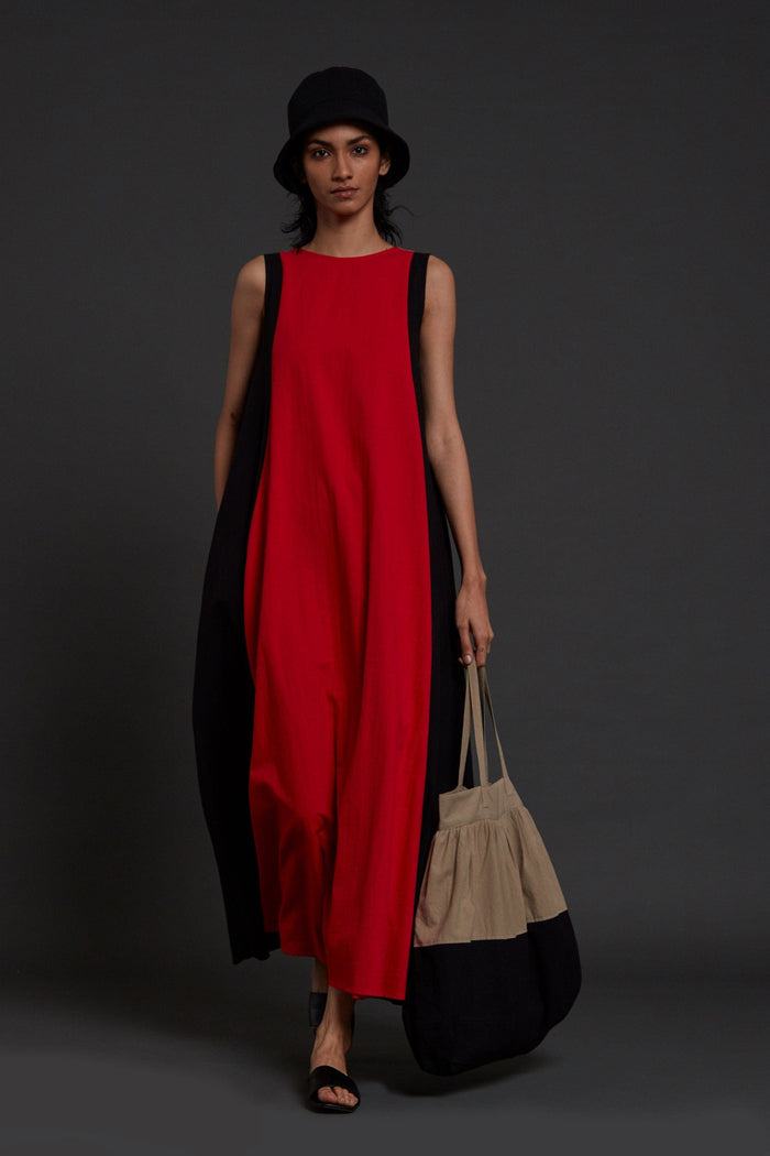 Mati Dresses XS Red Colour Block Dress