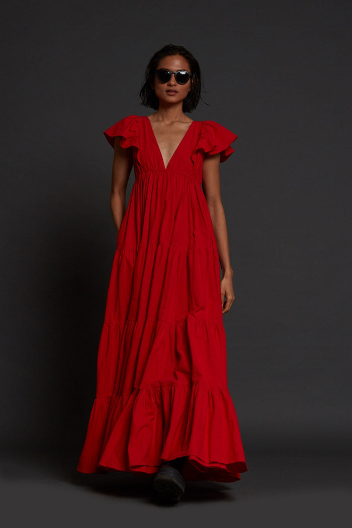 Mati Dresses XS Red Tiered Gown