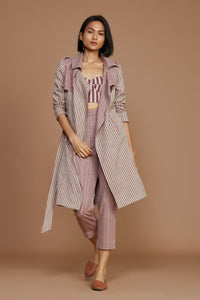 Mati JACKET Ivory with Mauve Striped Trench Jacket