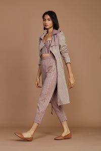 Mati JACKET Ivory with Mauve Striped Trench Jacket