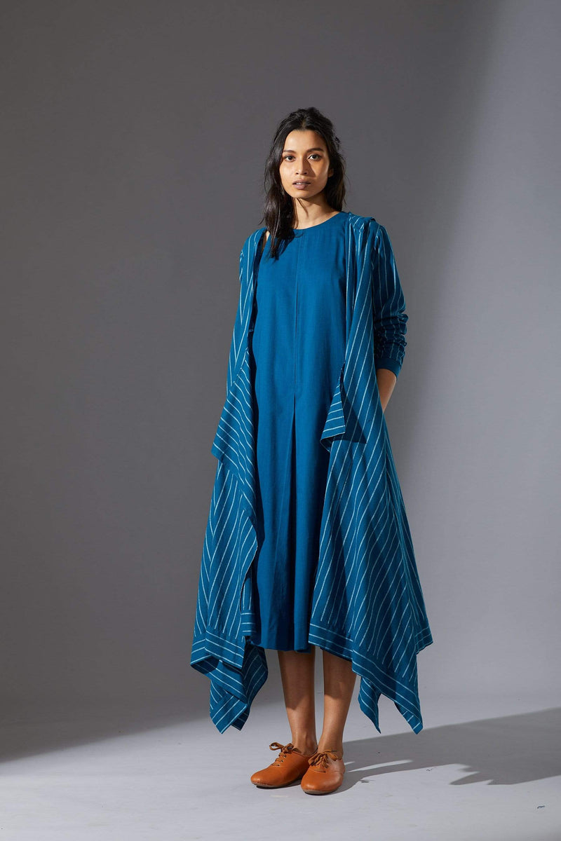 Mati Jackets Mati Hooded Koza Blue Dress and Overlay Set