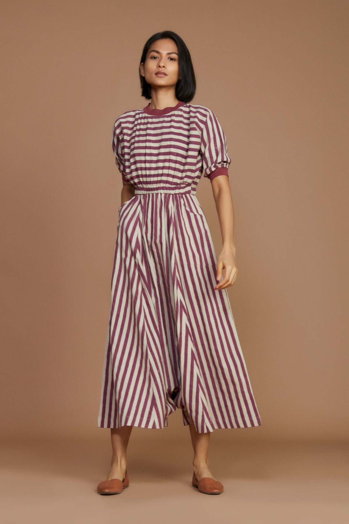 Mati JUMPSUIT Ivory and Mauve Striped Mati Sphara Jumpsuit