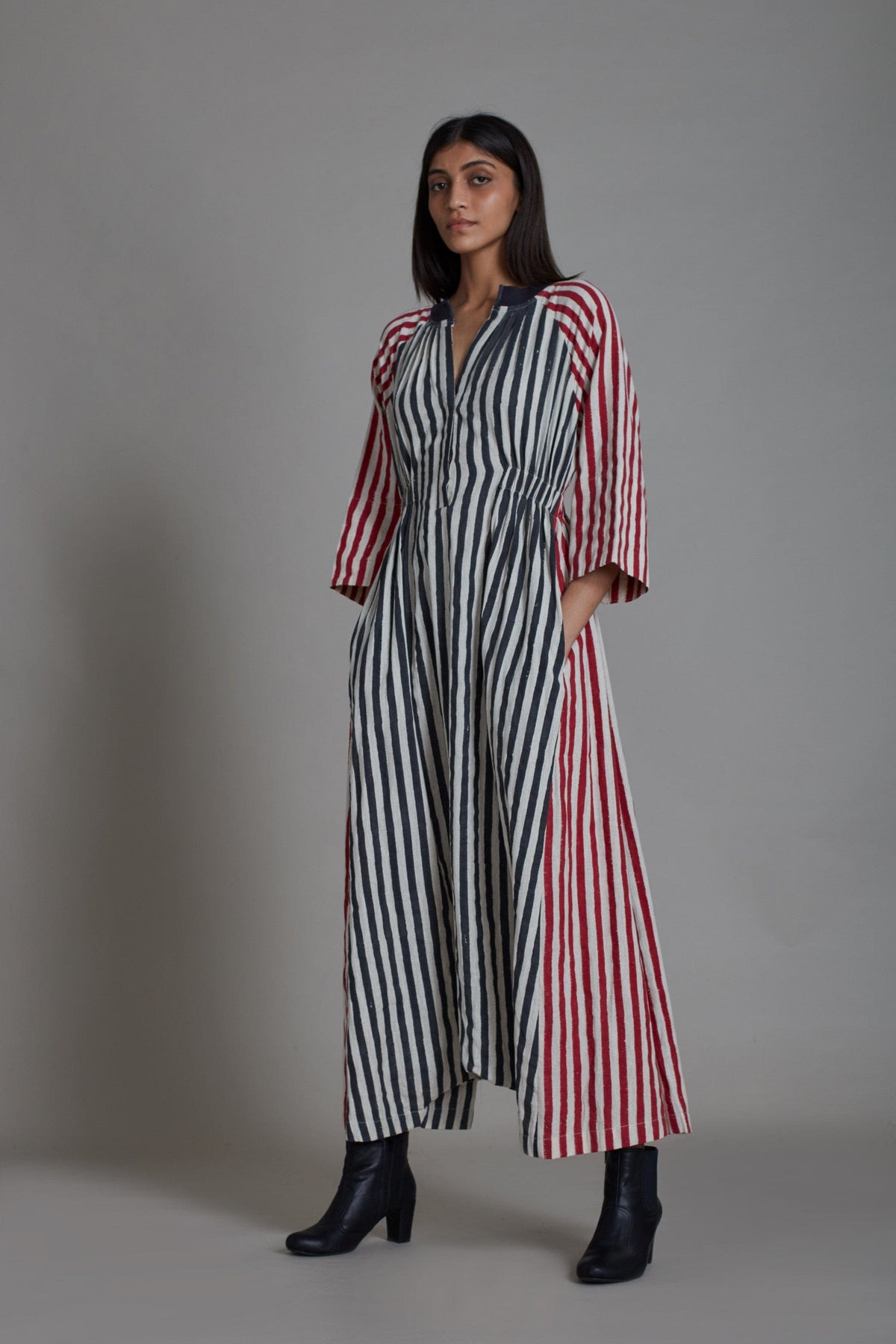 Mati JUMPSUIT UNO STRIPE JUMPSUIT - BLACK WITH RED