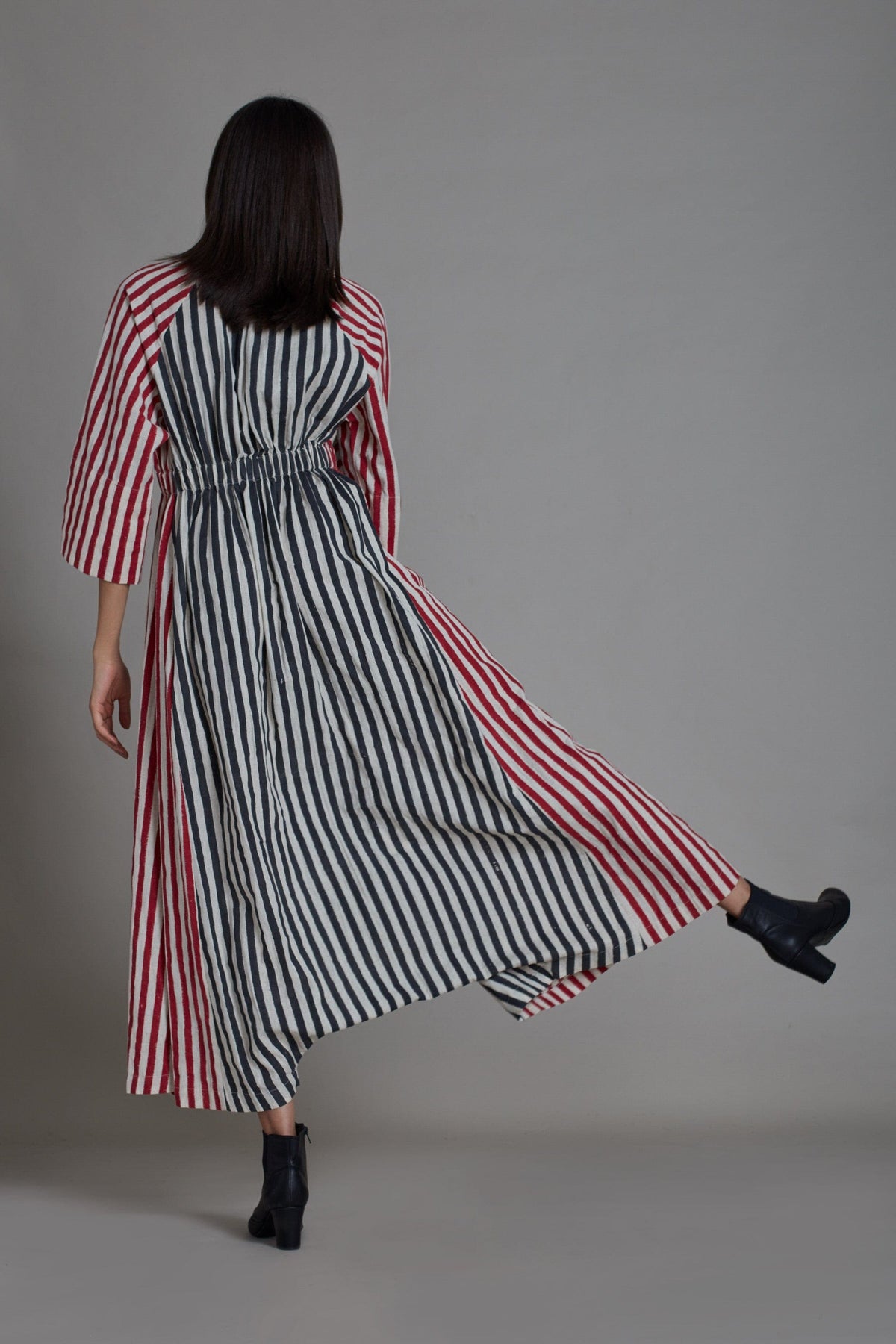 Mati JUMPSUIT UNO STRIPE JUMPSUIT - BLACK WITH RED