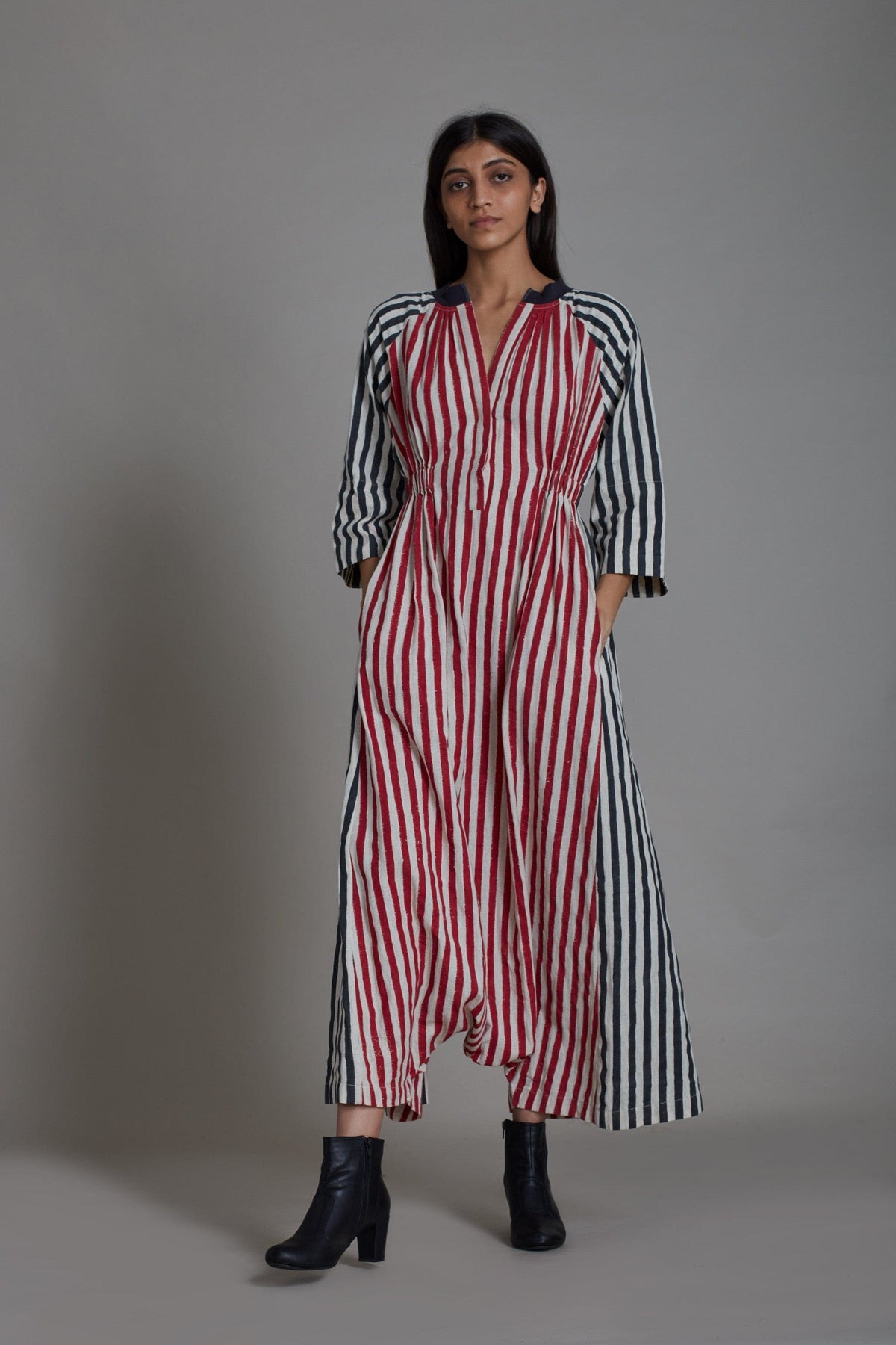 Mati JUMPSUIT UNO STRIPE JUMPSUIT - RED WITH BLACK