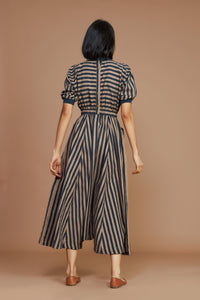 Mati Jumpsuits & Rompers Brown and Charcoal Striped Mati Sphara Jumpsuit