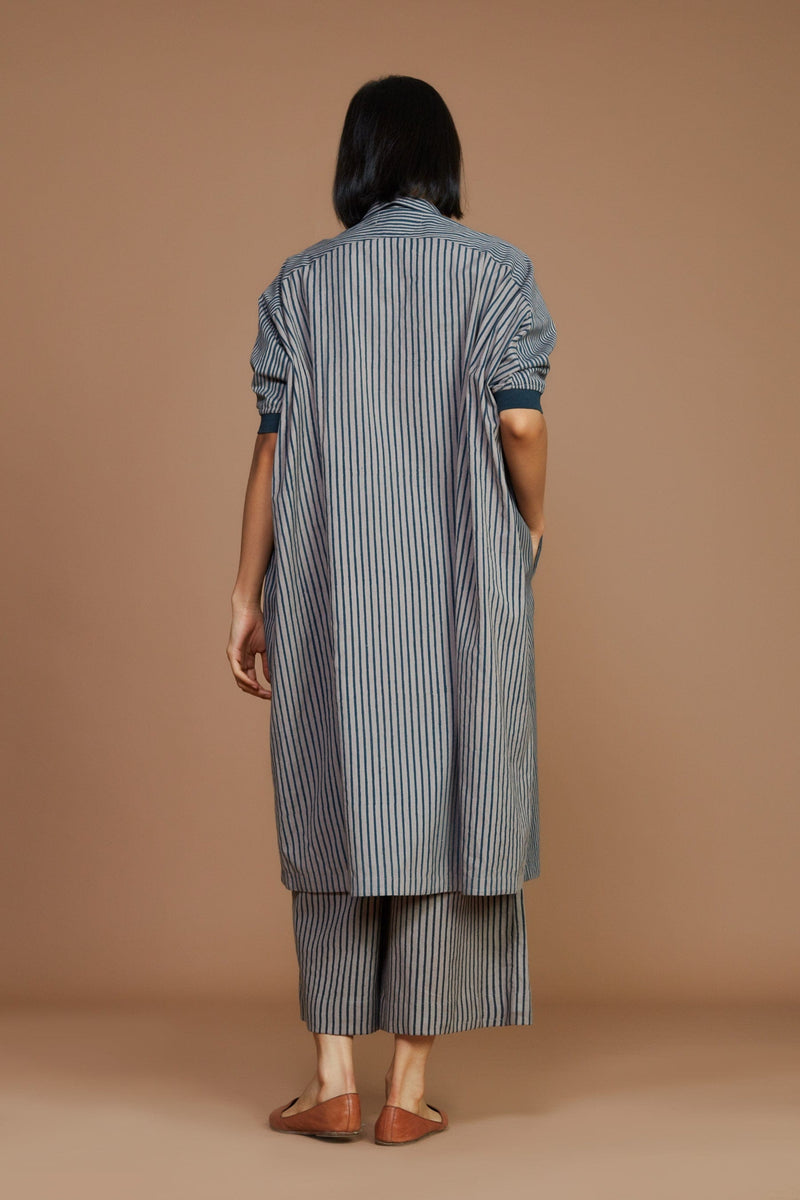 Mati Outfit Sets Grey With Charcoal Striped Kaftan Co-Ord Set