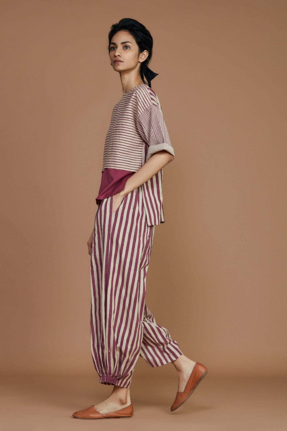 Mati Outfit Sets Ivory with Mauve Striped CB Ekin Co-Ord Set