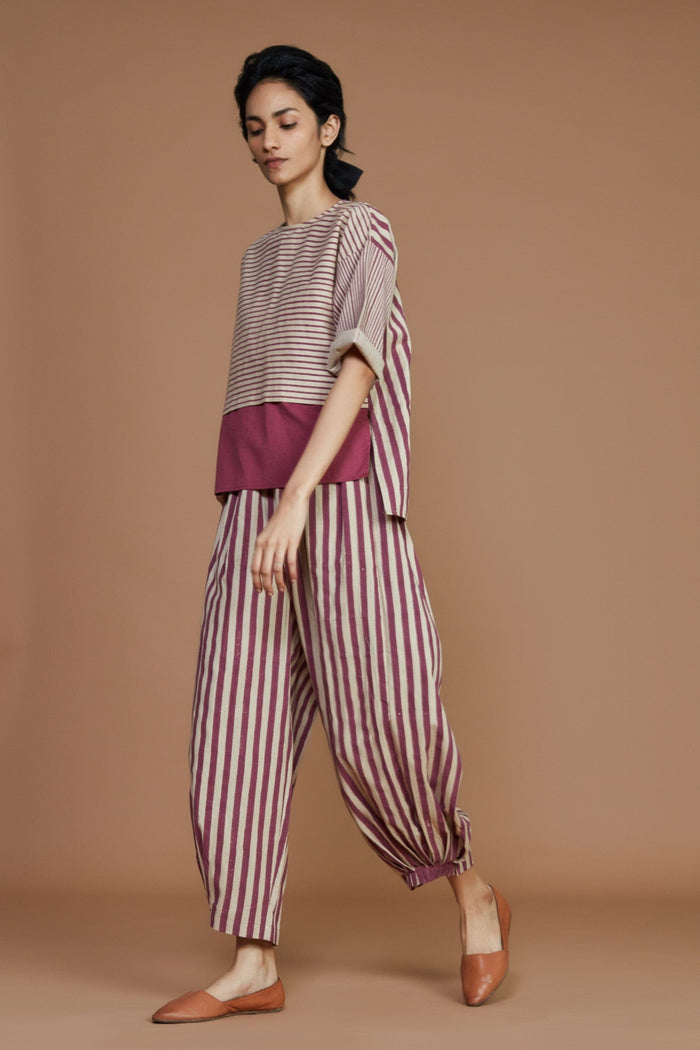 Mati Outfit Sets Ivory with Mauve Striped CB Ekin Co-Ord Set