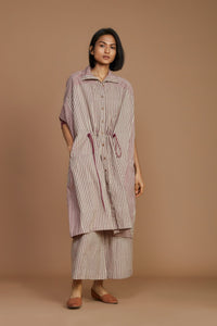 Mati Outfit Sets Ivory With Mauve Striped Kaftan Co-Ord Set