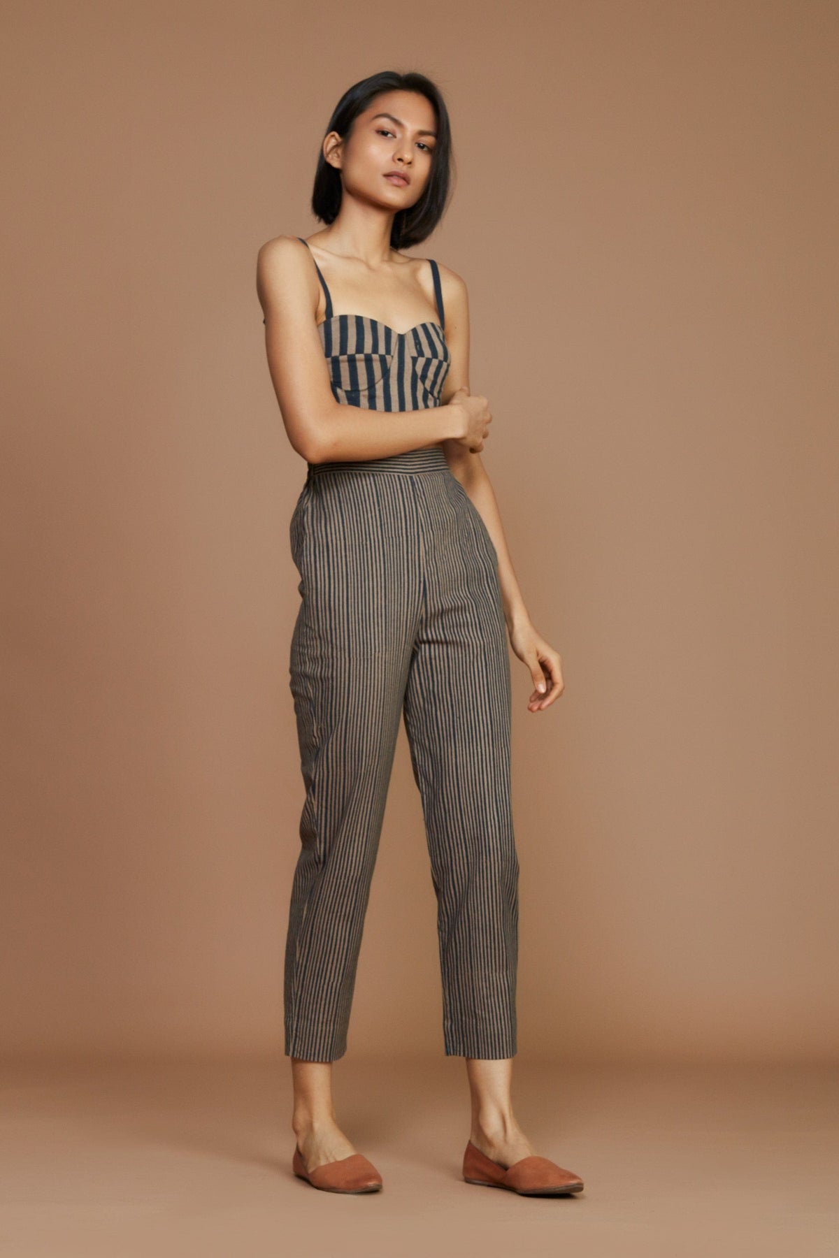 Mati Pants Brown with Charcoal Striped SE Pants