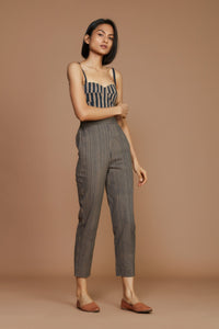 Mati Pants Brown with Charcoal Striped SE Pants