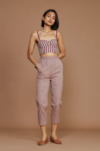 Mati Pants Ivory with mauve Striped SE Pants