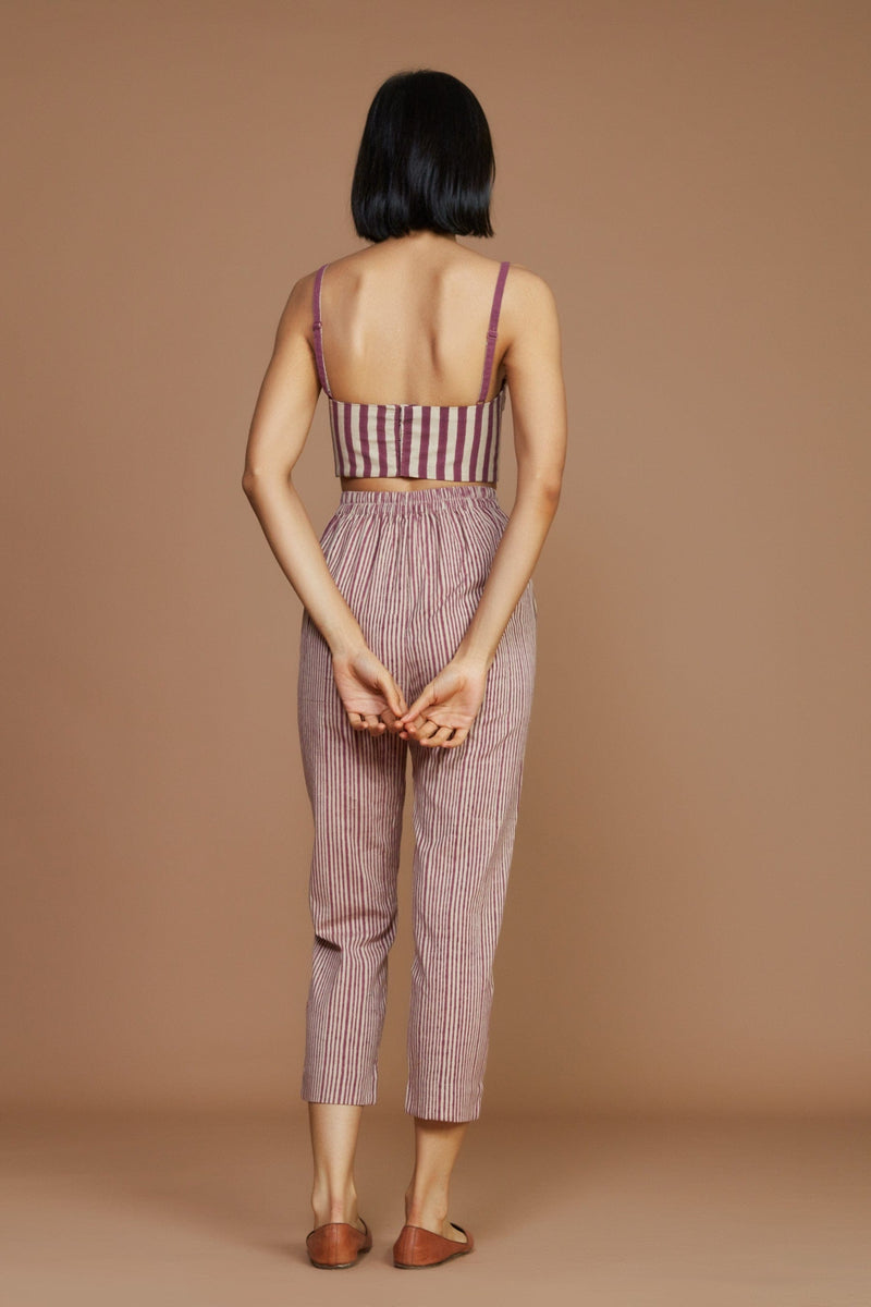 Mati Pants Ivory with mauve Striped SE Pants